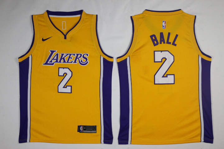Men Los Angeles Lakers #2 Ball Yellow Game Nike NBA Jerseys->chicago bulls->NBA Jersey